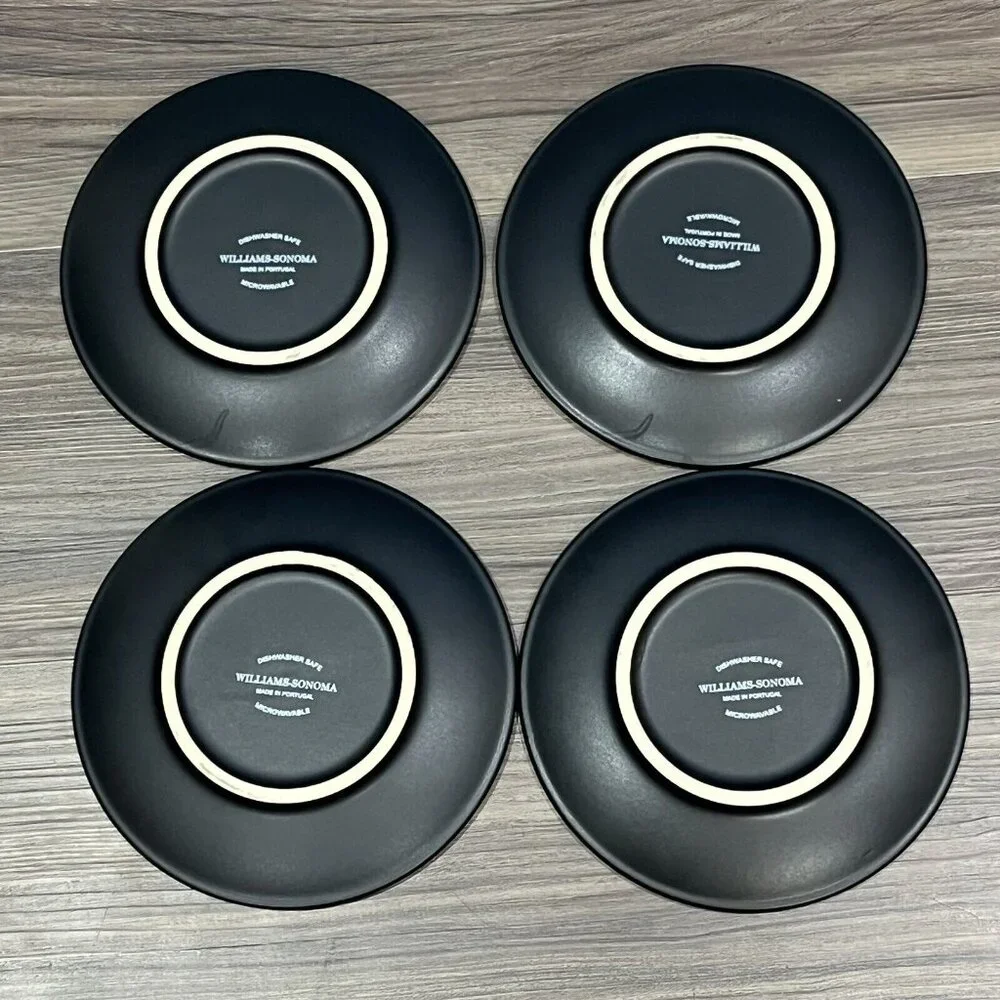 Set Of 4 Williams-Sonoma Black Vineyard Slate Appetizer Plates Wine Themed
